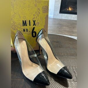 Mix No. 6 Clear/Black Glazed Crocodile Pump Women’s Stiletto Size 9.5 NWT